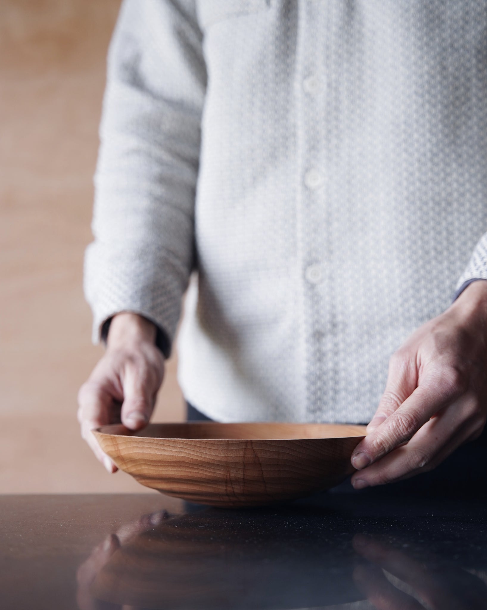 Waved Bowl - in Flamed Beech