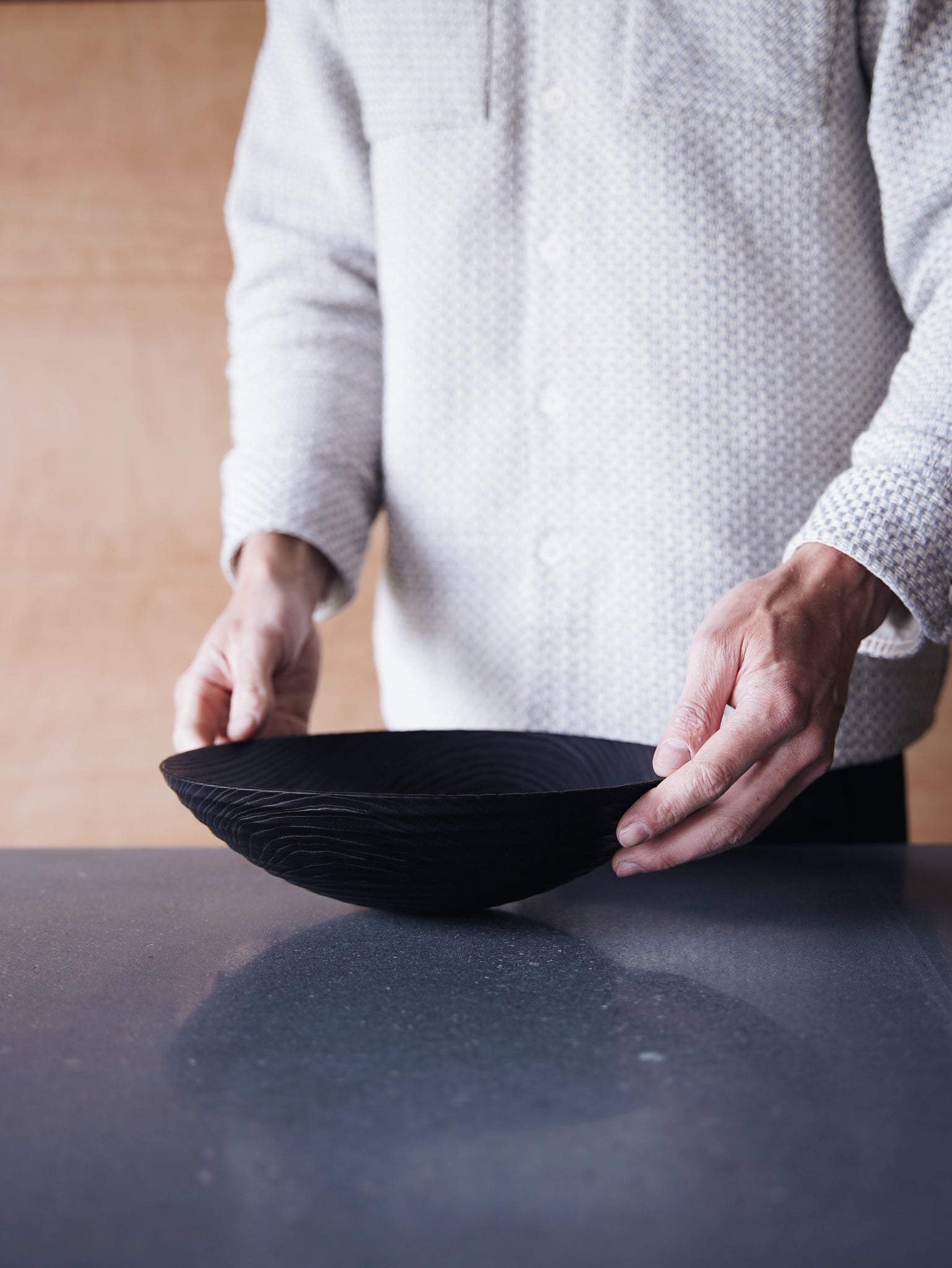Coved Yakisugi Bowl - in Ash