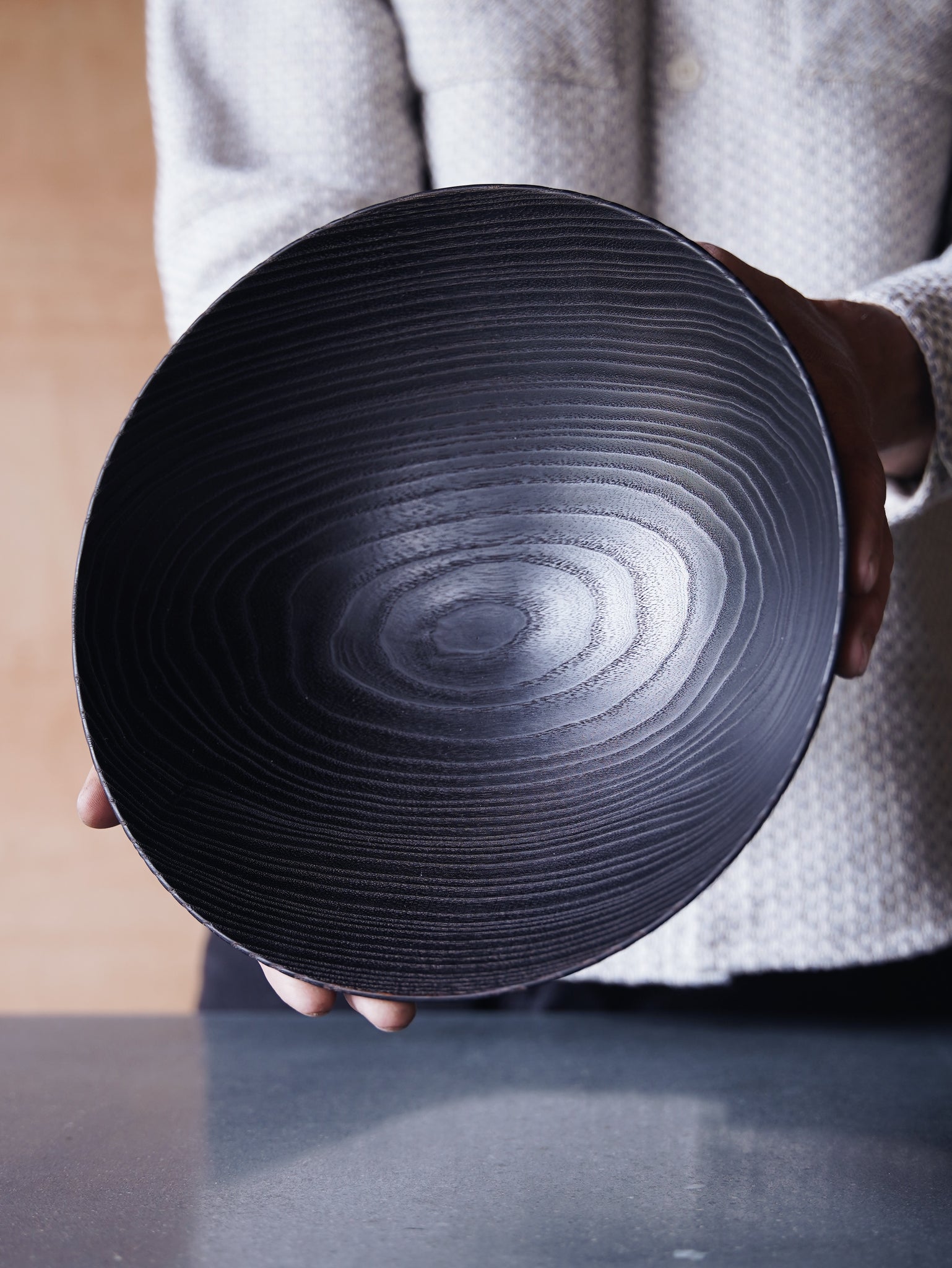 Coved Yakisugi Bowl - in Ash