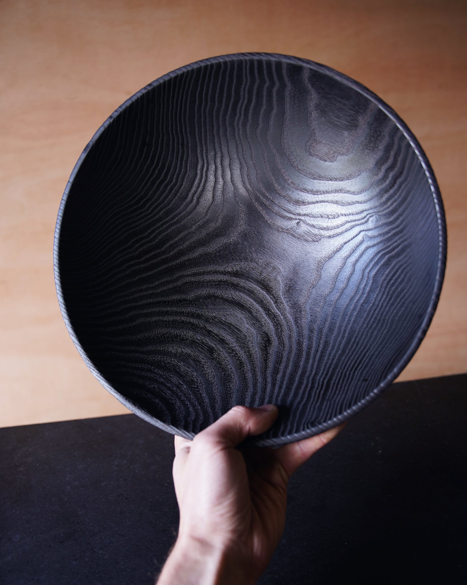 Waved Yakisugi Bowl - in Ash