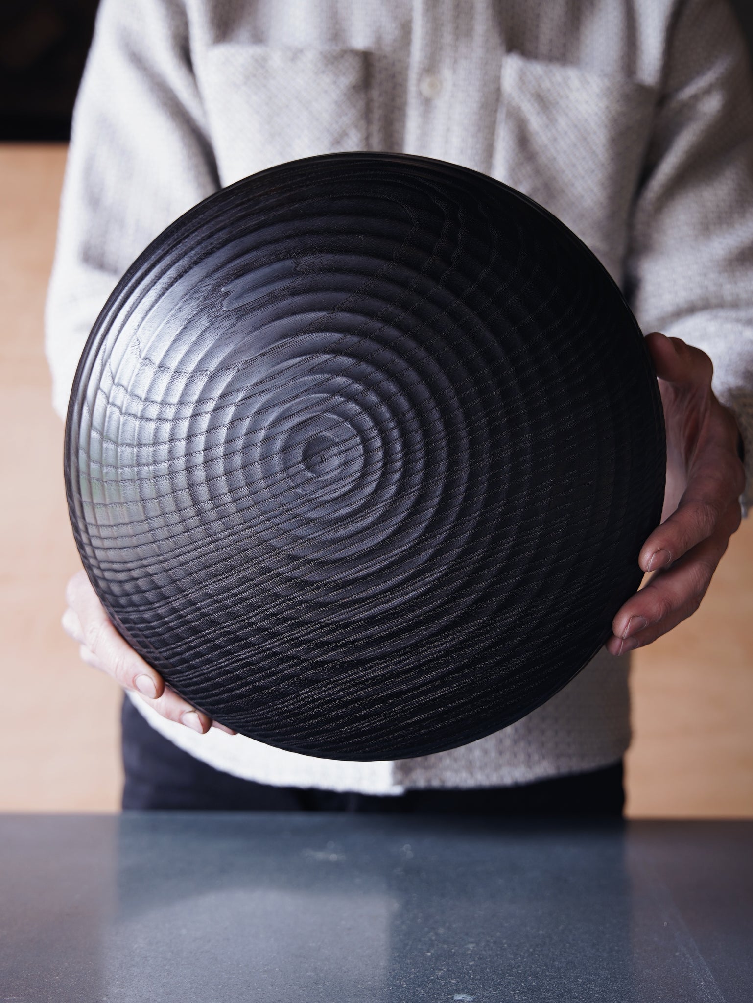 Coved Yakisugi Bowl - in Ash