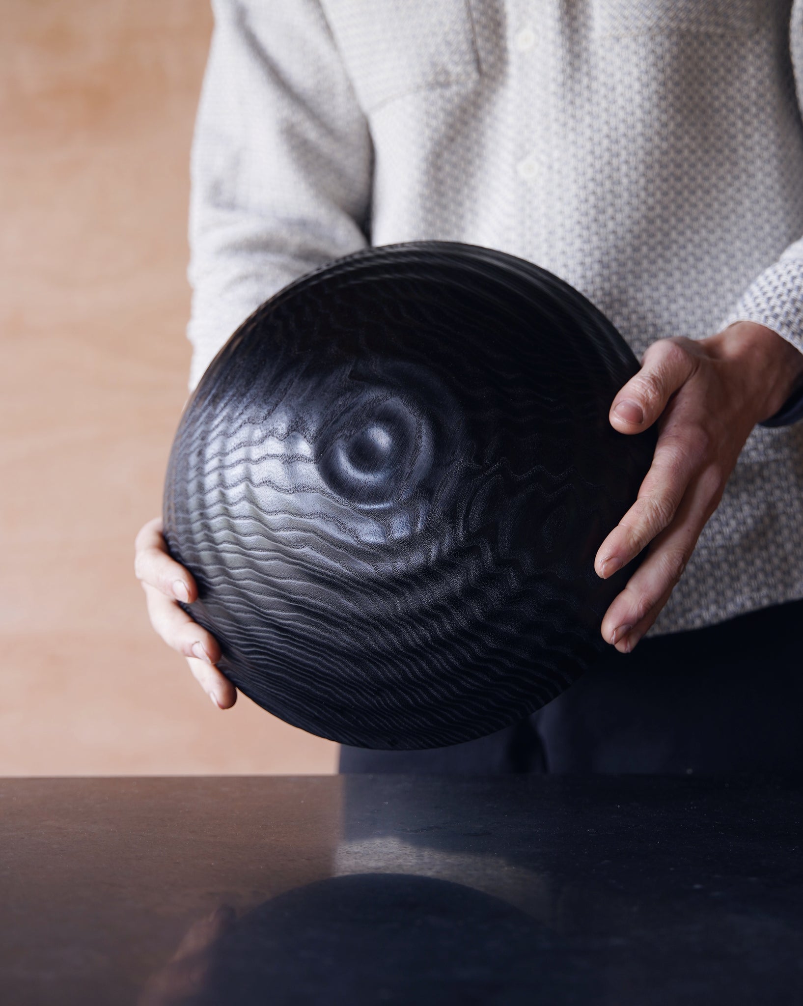 Waved Yakisugi Bowl - in Ash