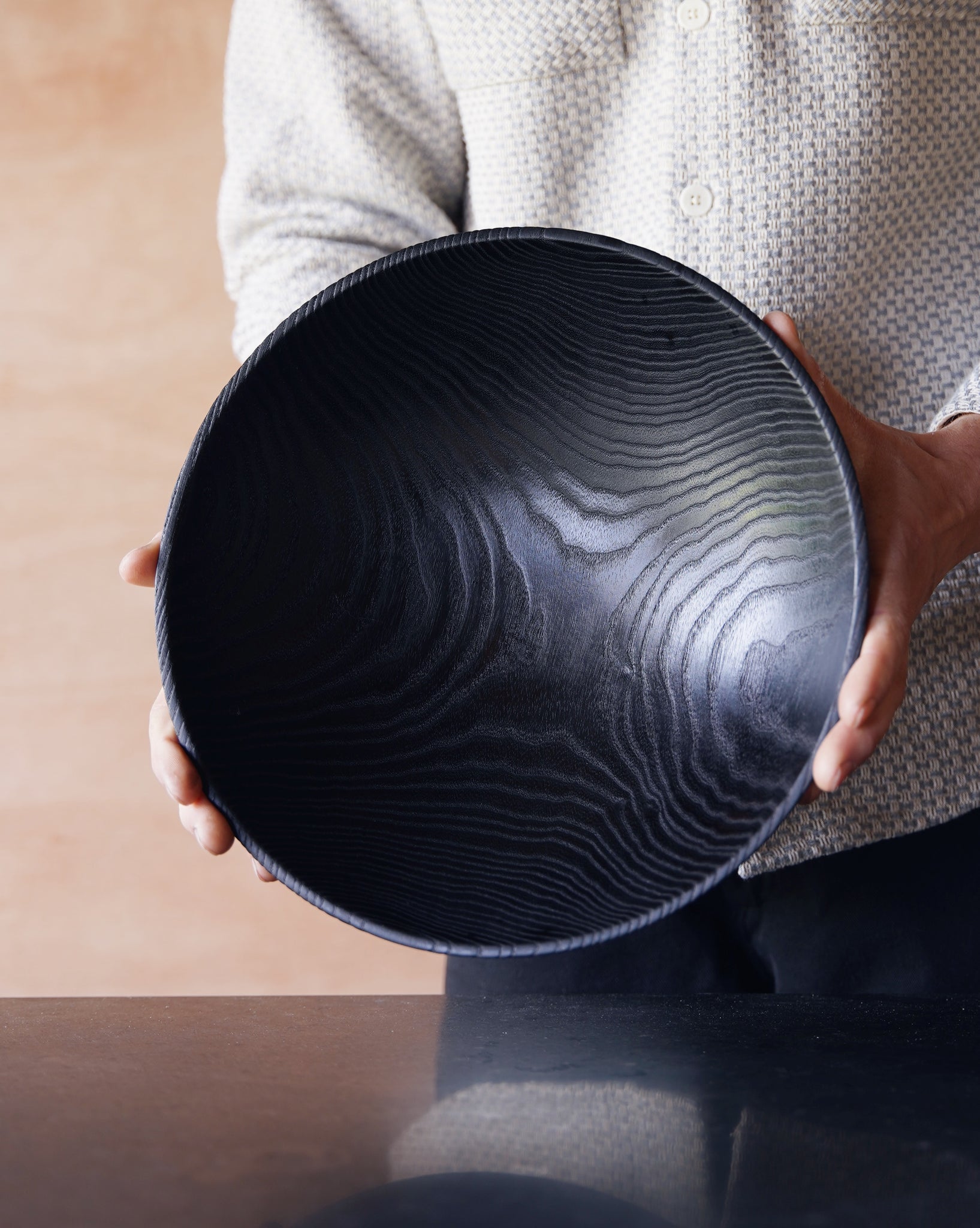 Waved Yakisugi Bowl - in Ash