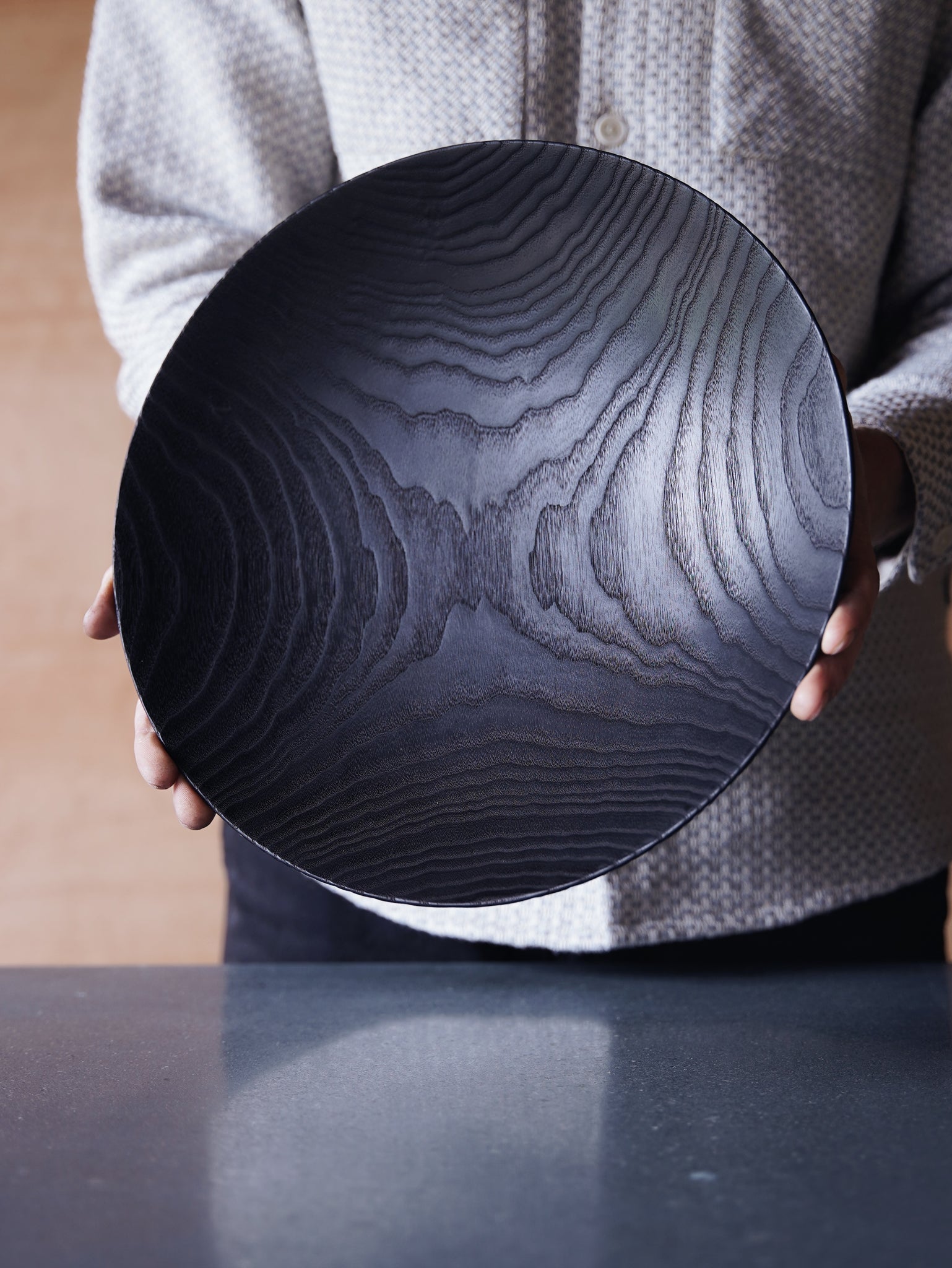 Coved Yakisugi Bowl - in Ash