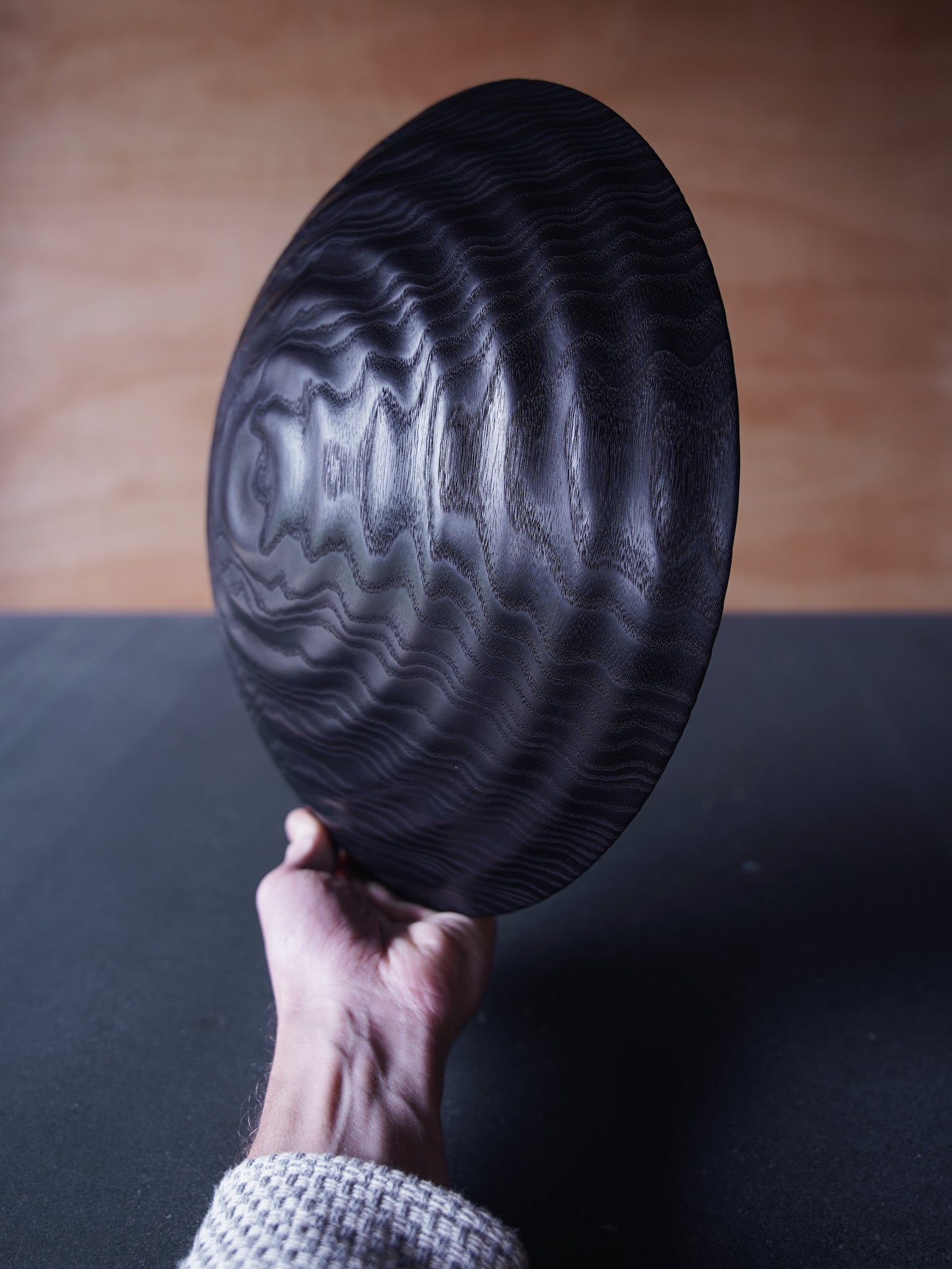 Waved Yakisugi Bowl - in Ash