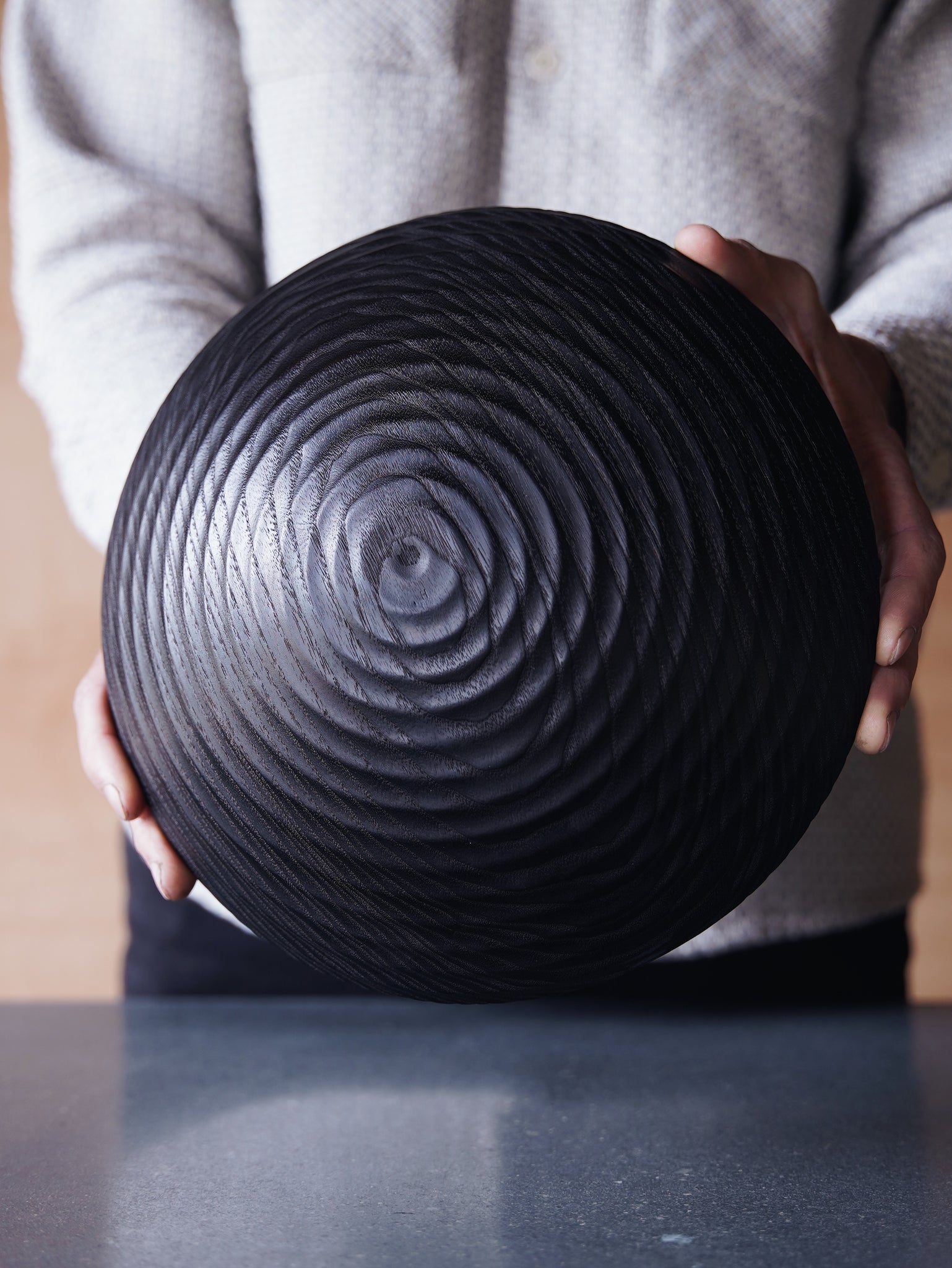 Coved Yakisugi Bowl - in Ash