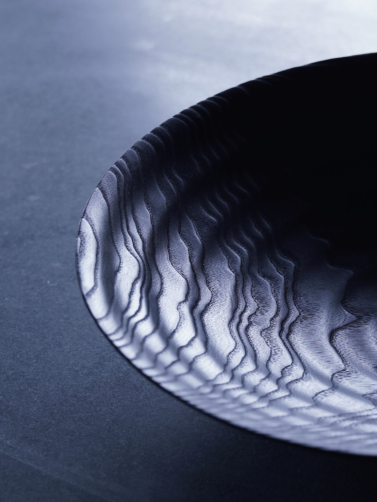 Waved Yakisugi Bowl - in Ash