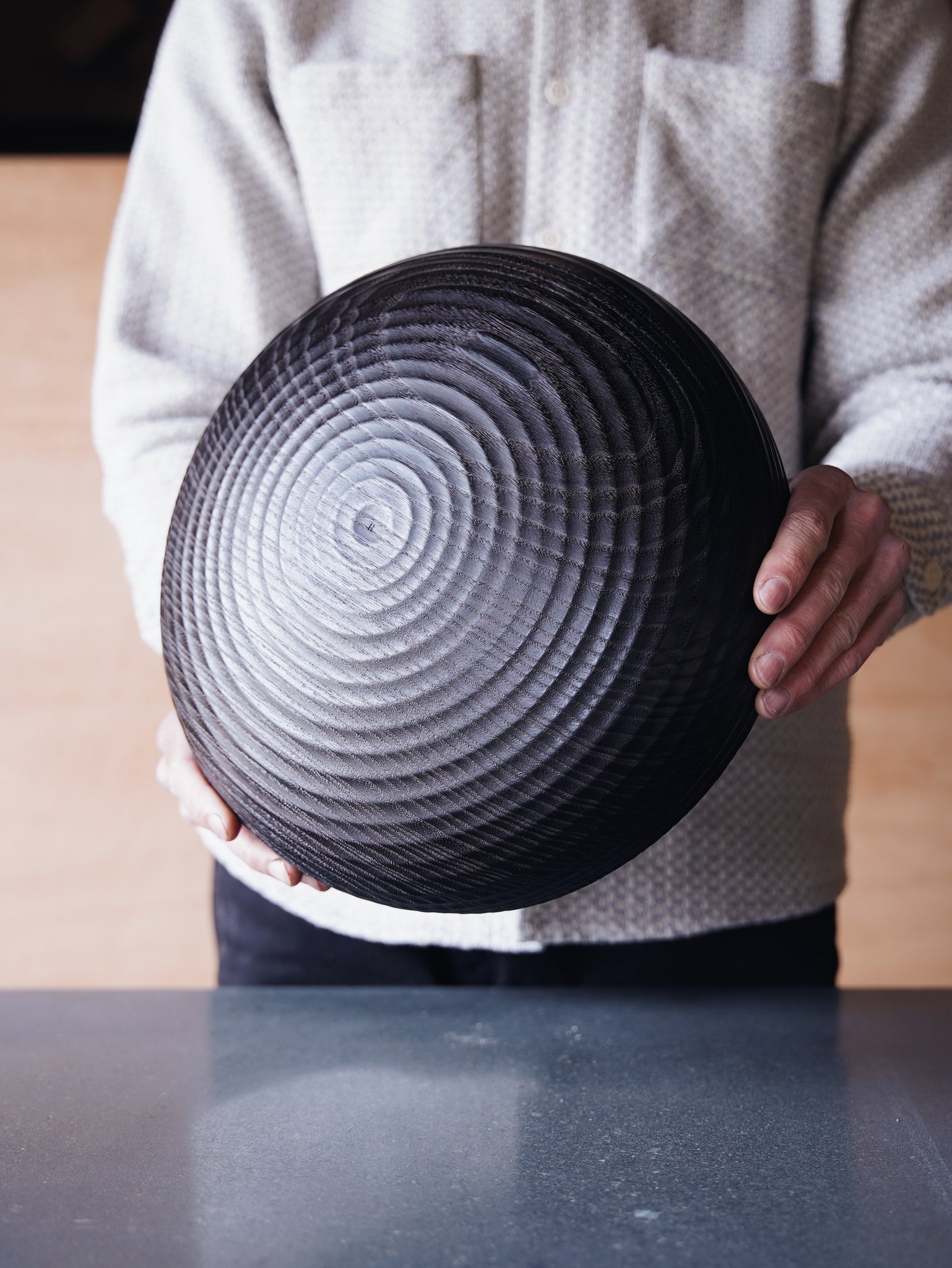 Coved Yakisugi Bowl - in Ash