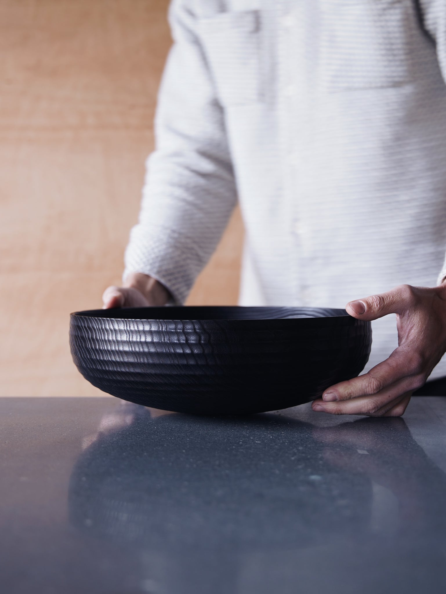 Coved Yakisugi Bowl - in Ash