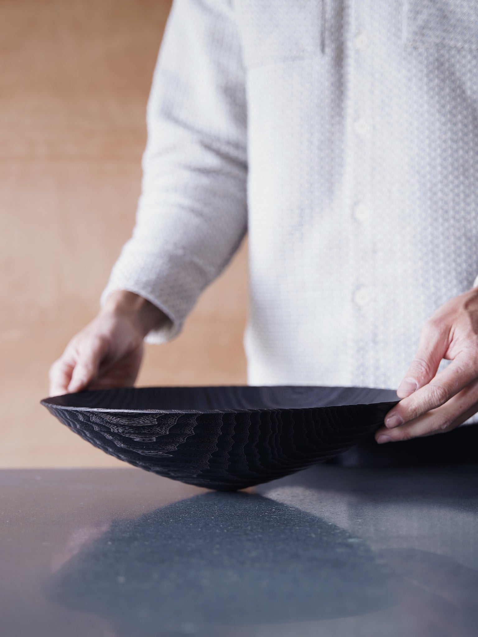 Coved Yakisugi Bowl - in Ash