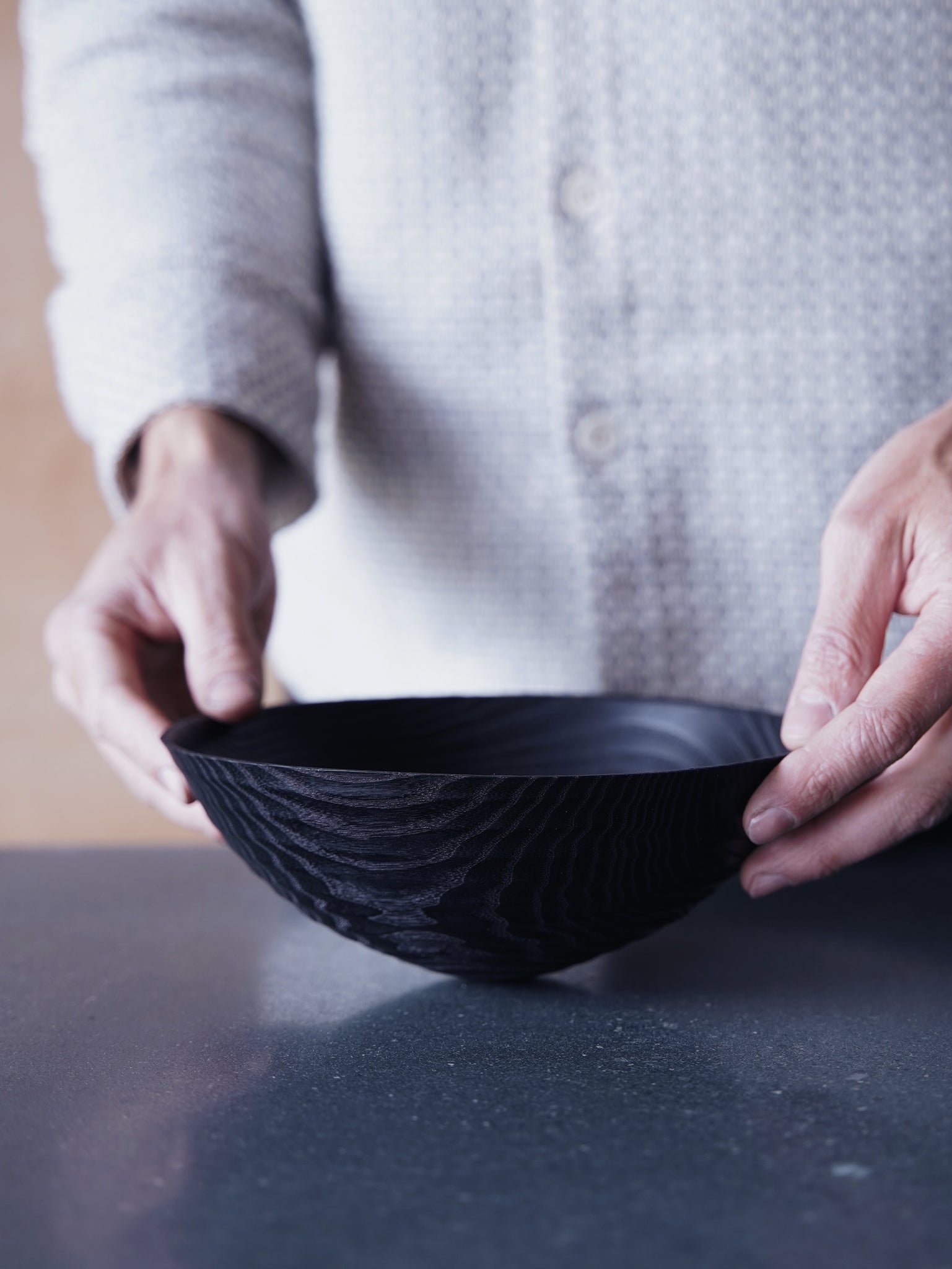 Coved Yakisugi Bowl - in Ash