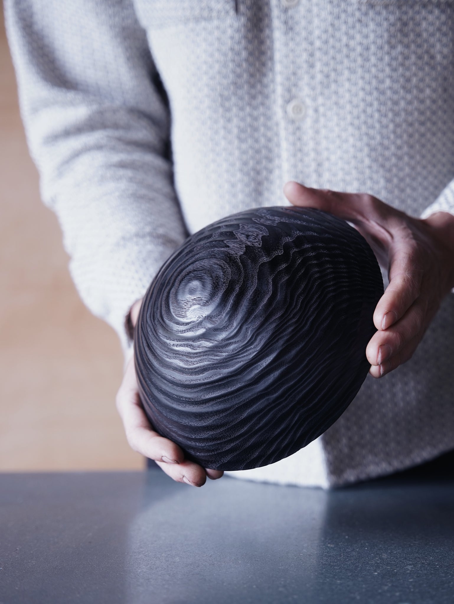 Coved Yakisugi Bowl - in Ash