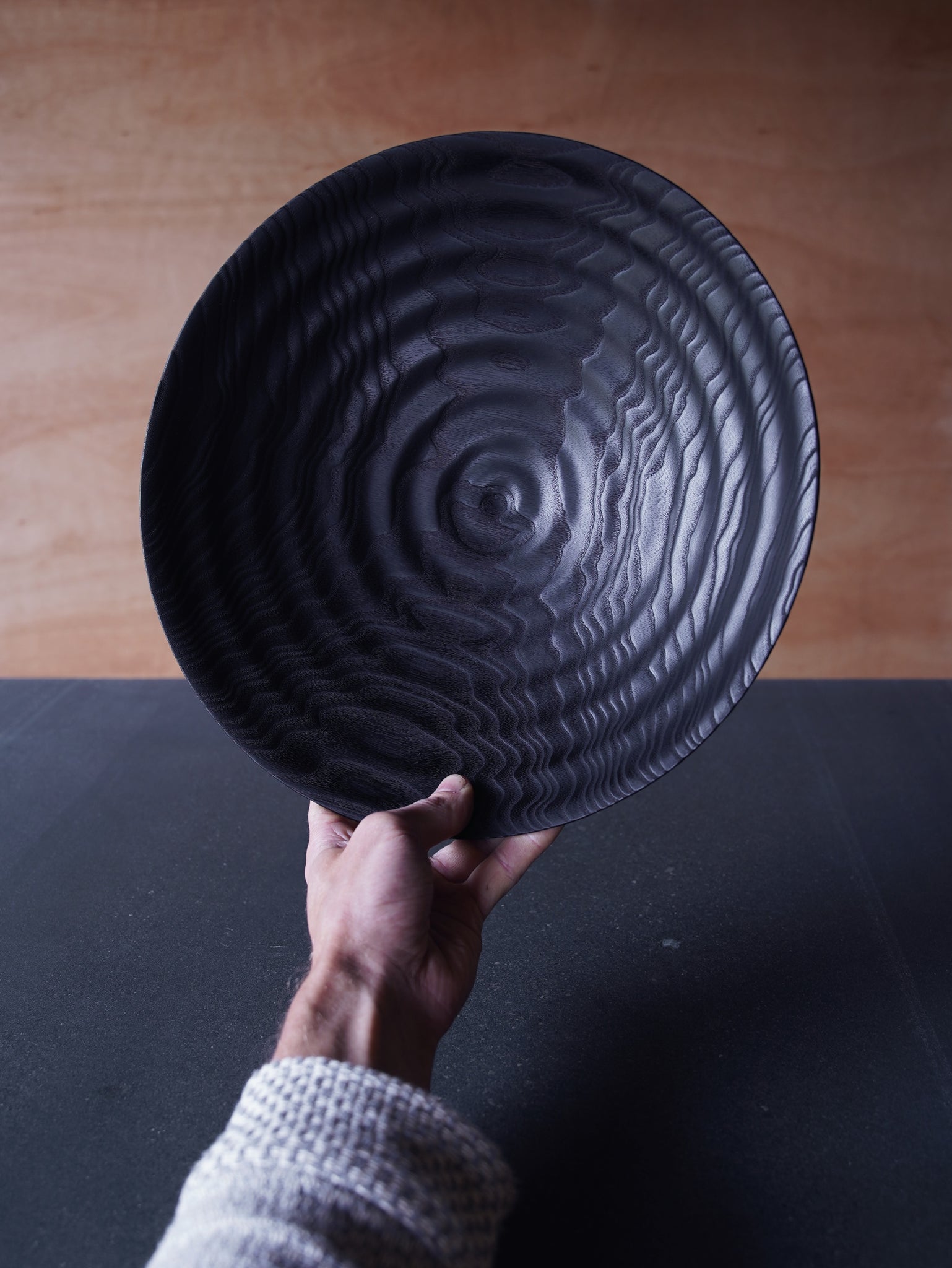 Waved Yakisugi Bowl - in Ash