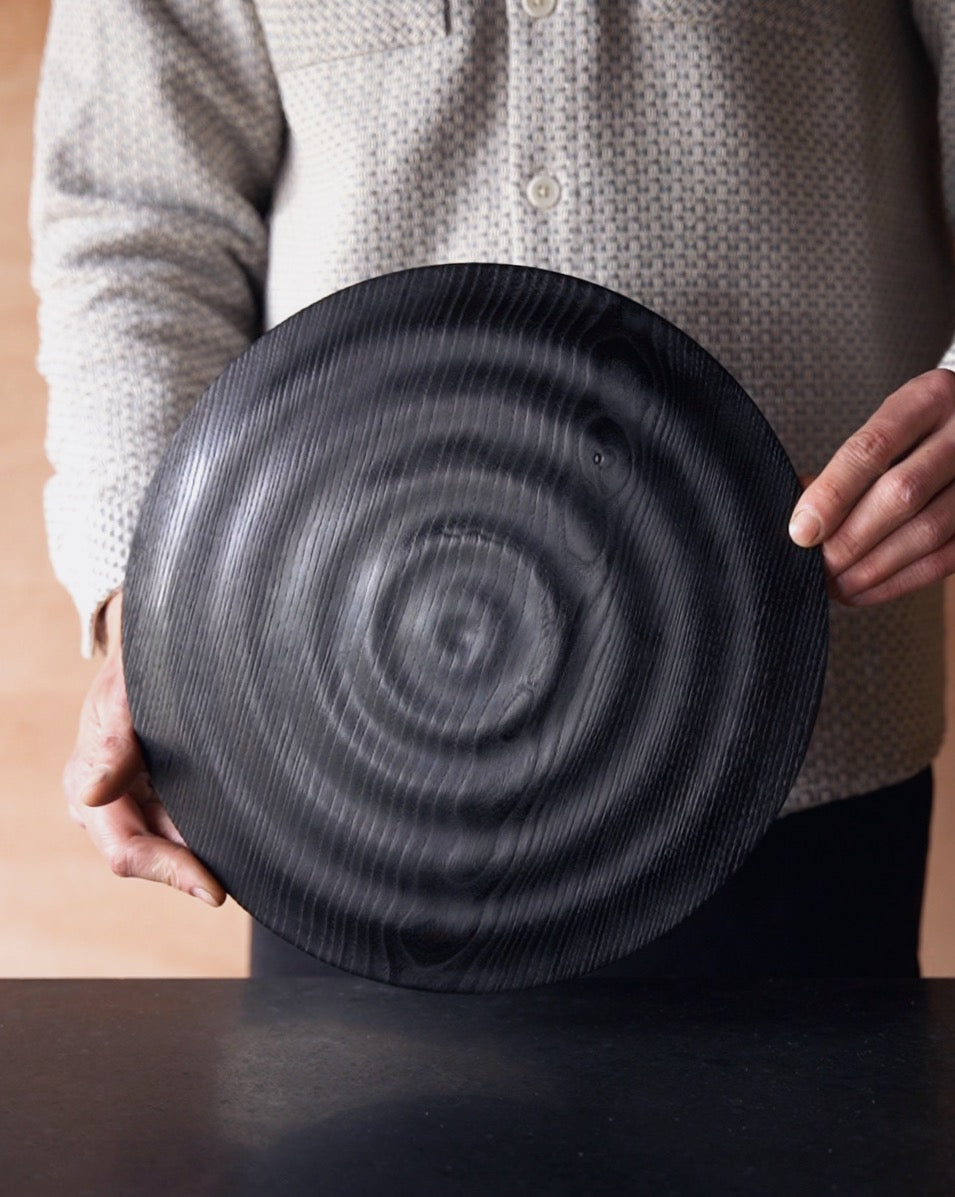 Waved Yakisugi Platter - in Ash