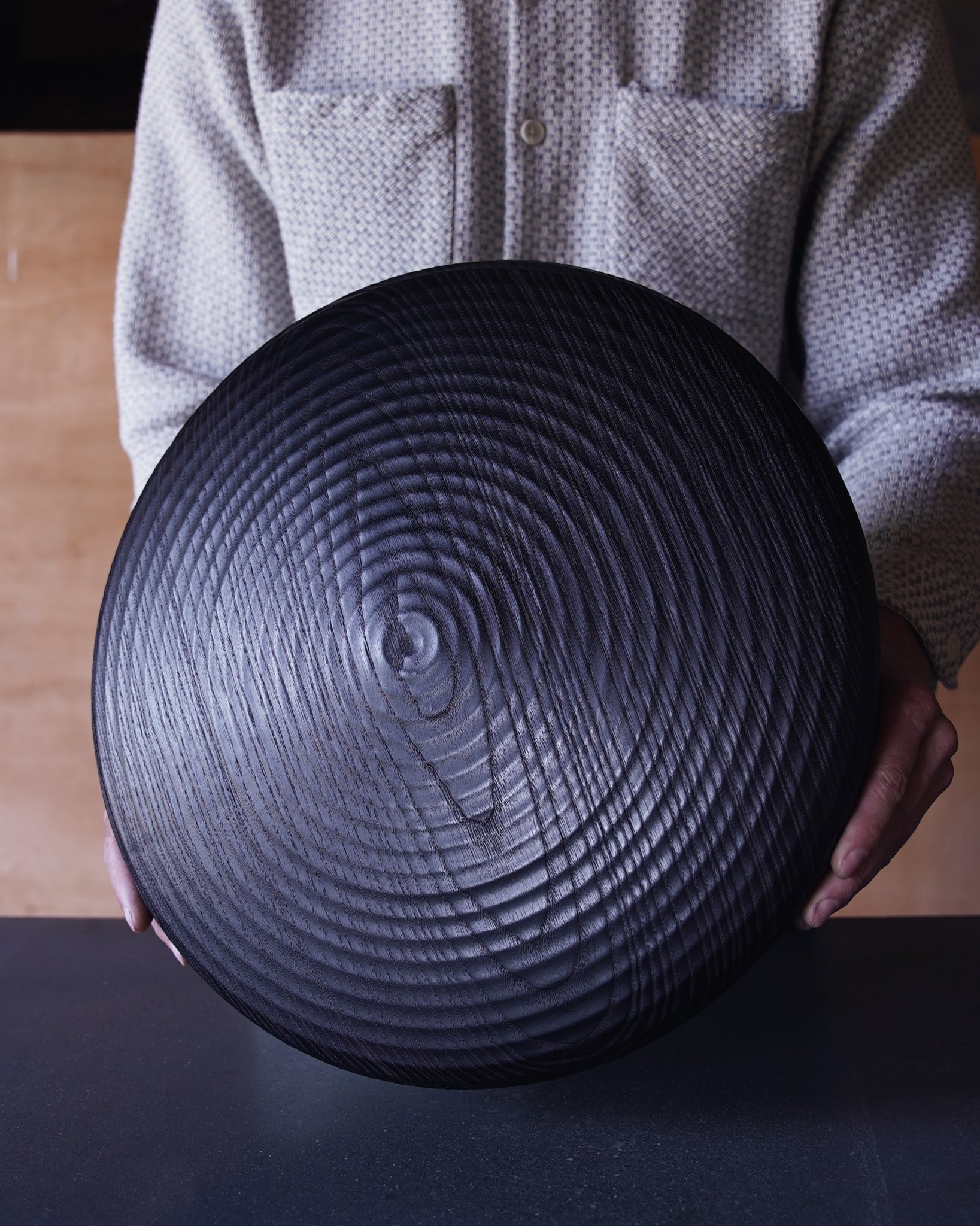 XL Coved Yakisugi Bowl - in Ash