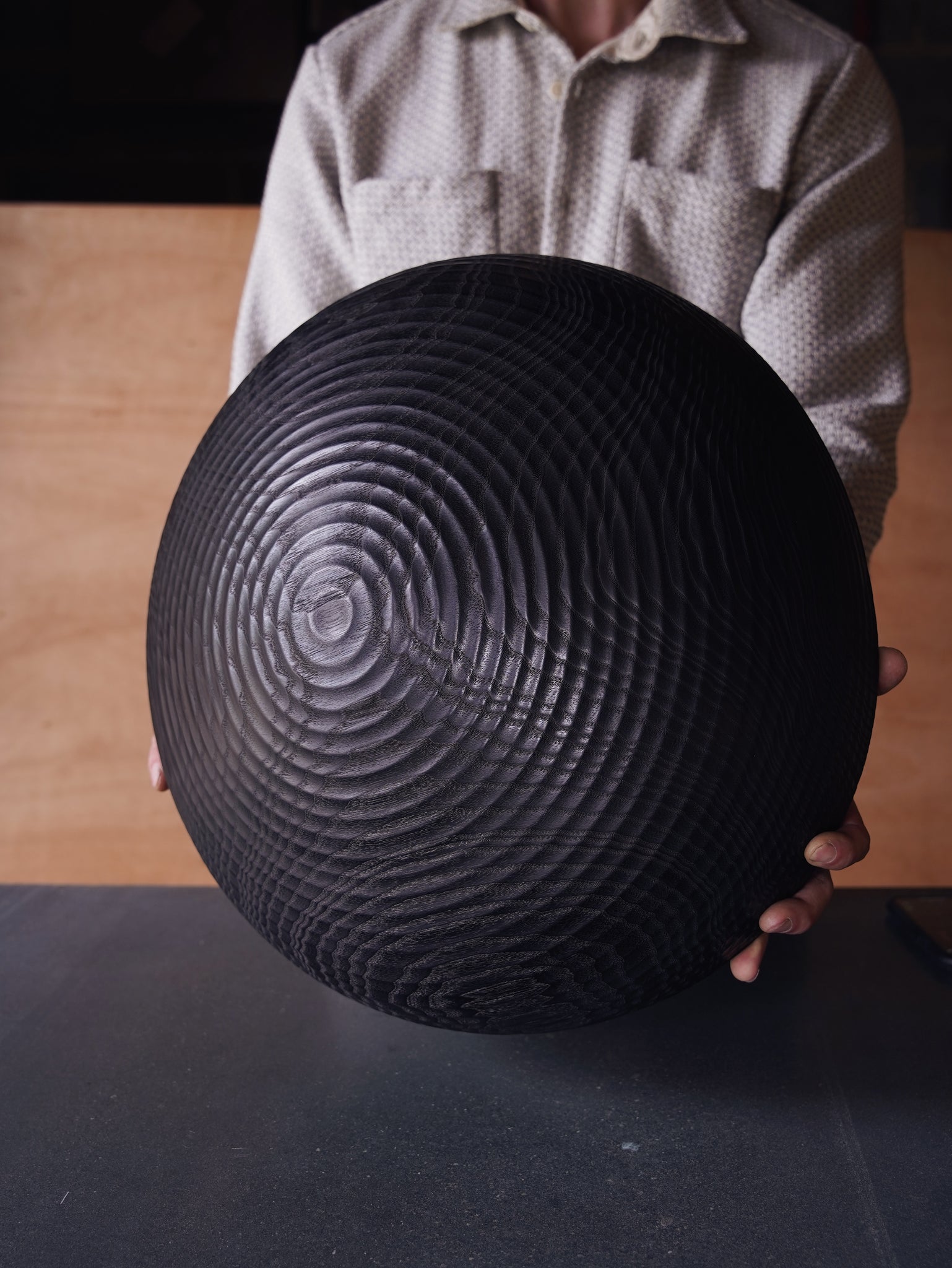 XL Coved Yakisugi Bowl - in Ash