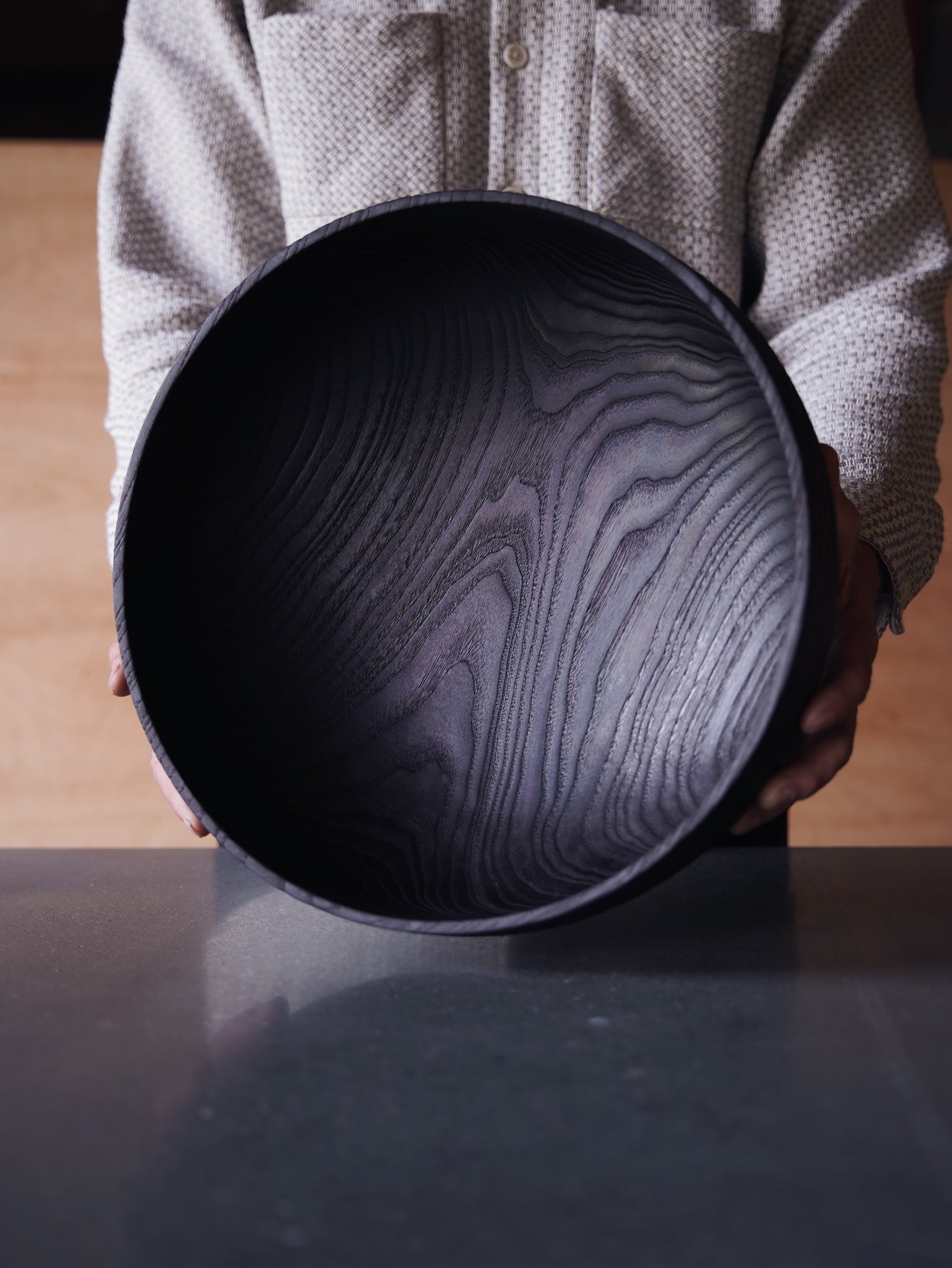 Coved Yakisugi Bowl - in Ash