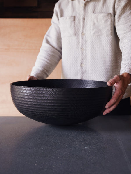 XL Coved Yakisugi Bowl - in Ash