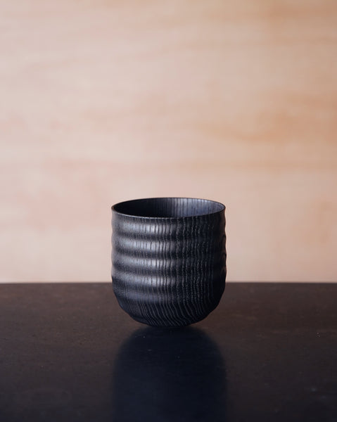 Waved Yakisugi Vessel - in Ash