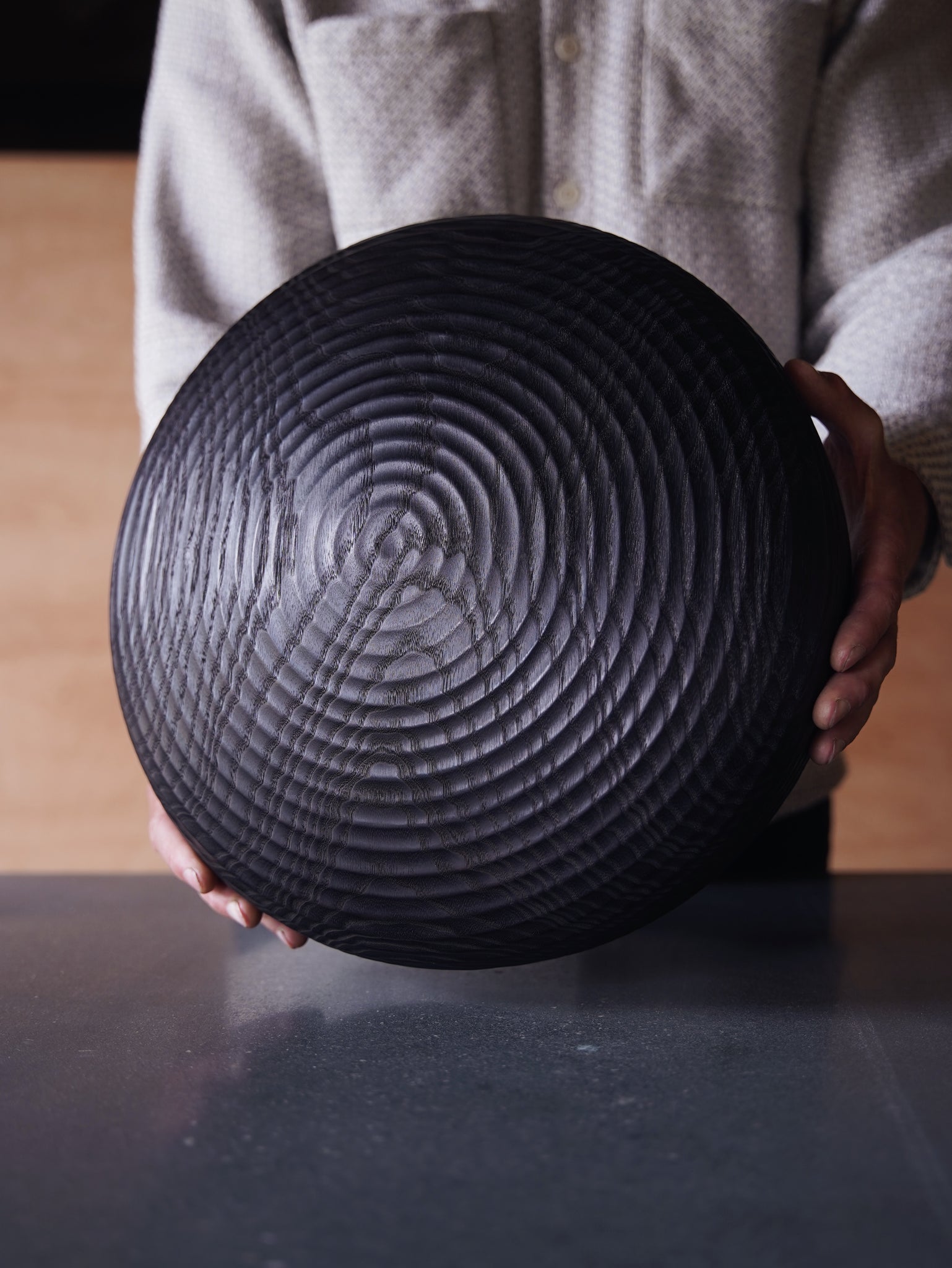 Coved Yakisugi Bowl - in Ash
