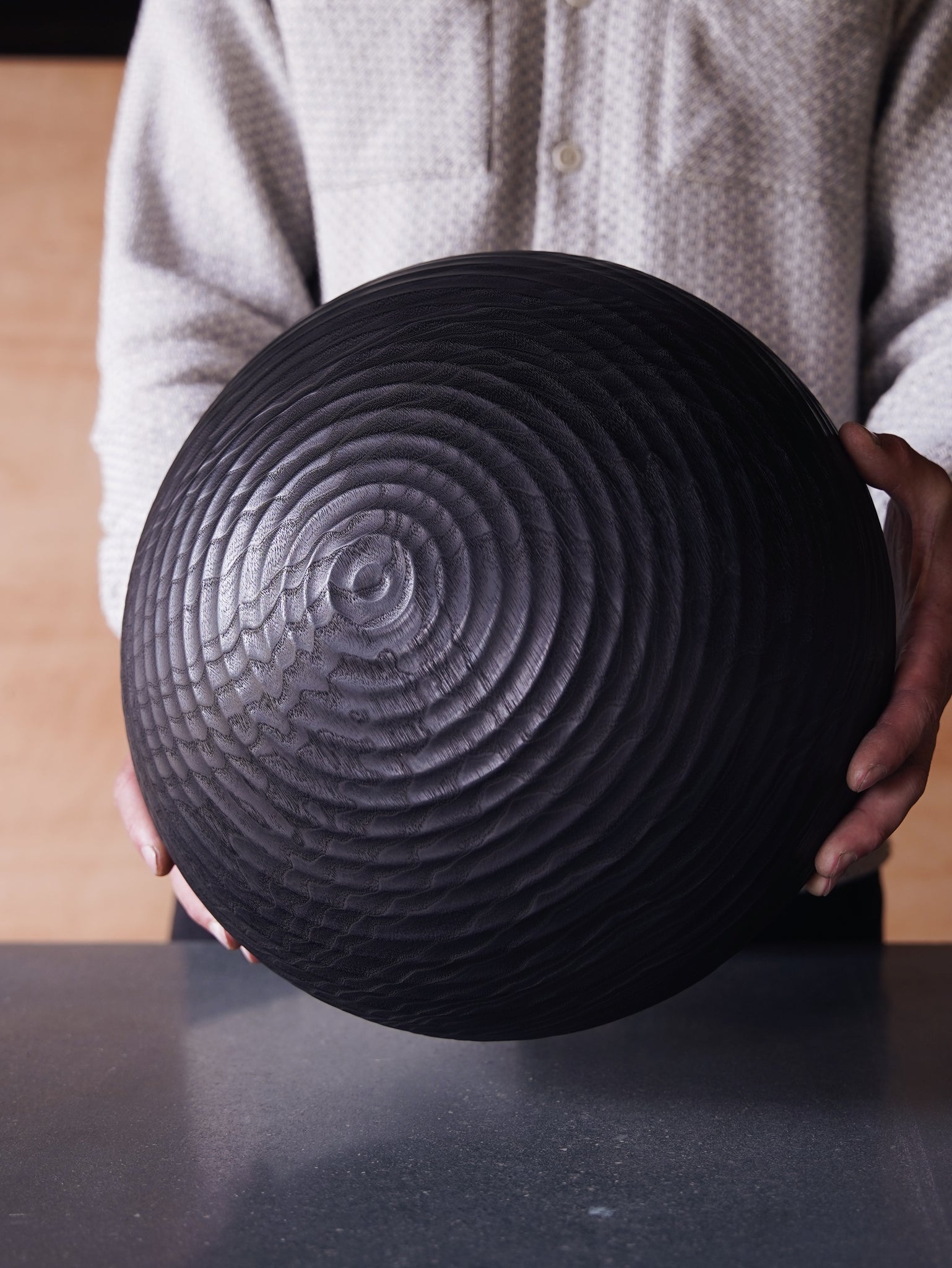 Coved Yakisugi Bowl - in Ash