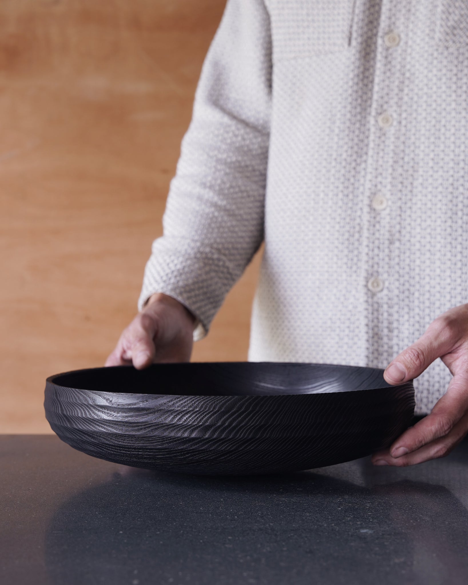 Coved Yakisugi Bowl - in Ash