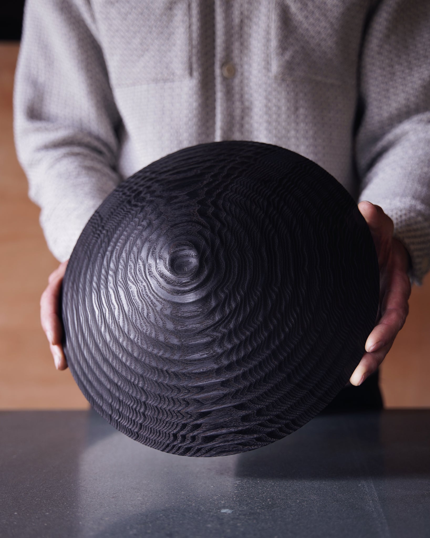 Coved Yakisugi Bowl - in Ash