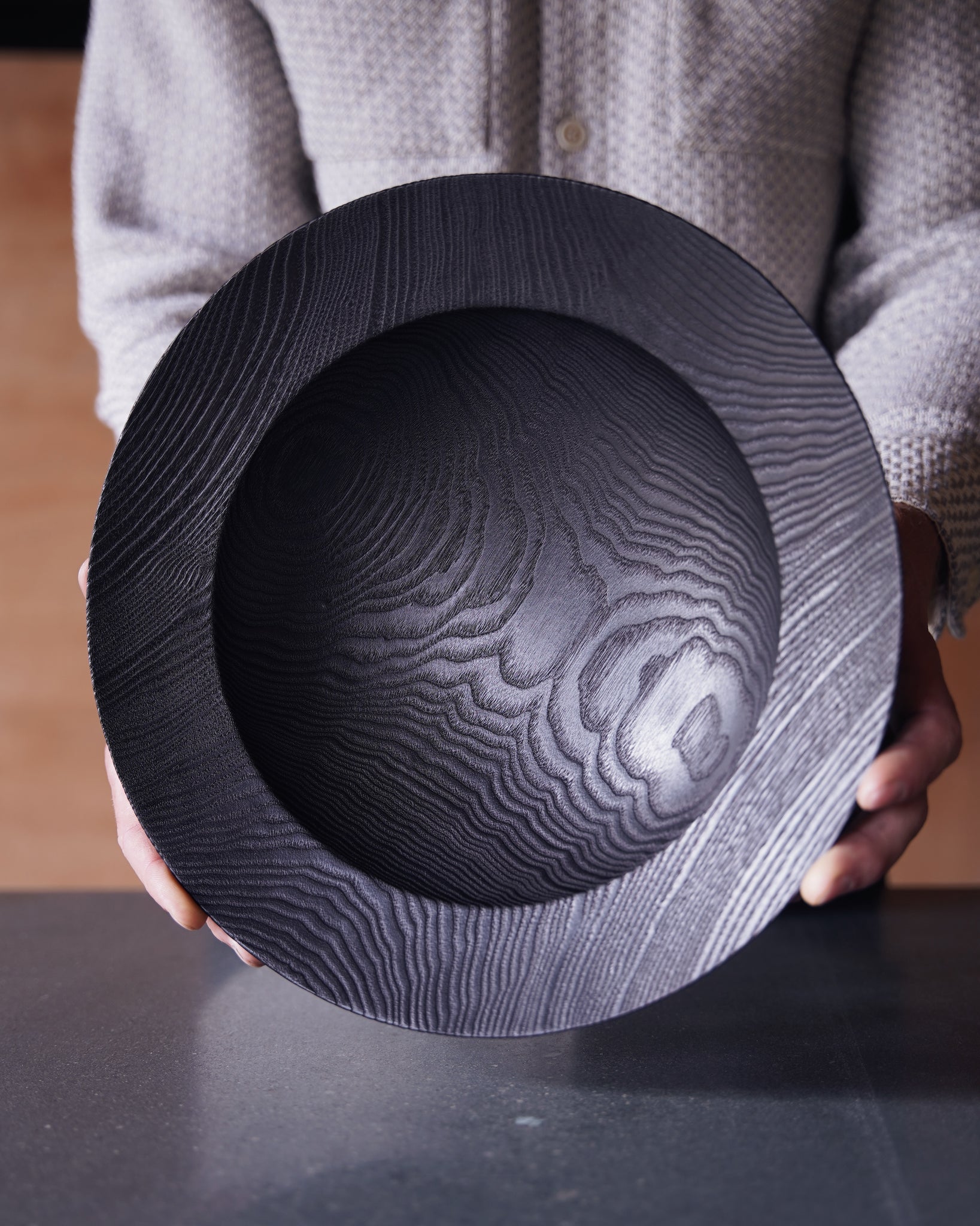 Coved Yakisugi Bowl - in Ash