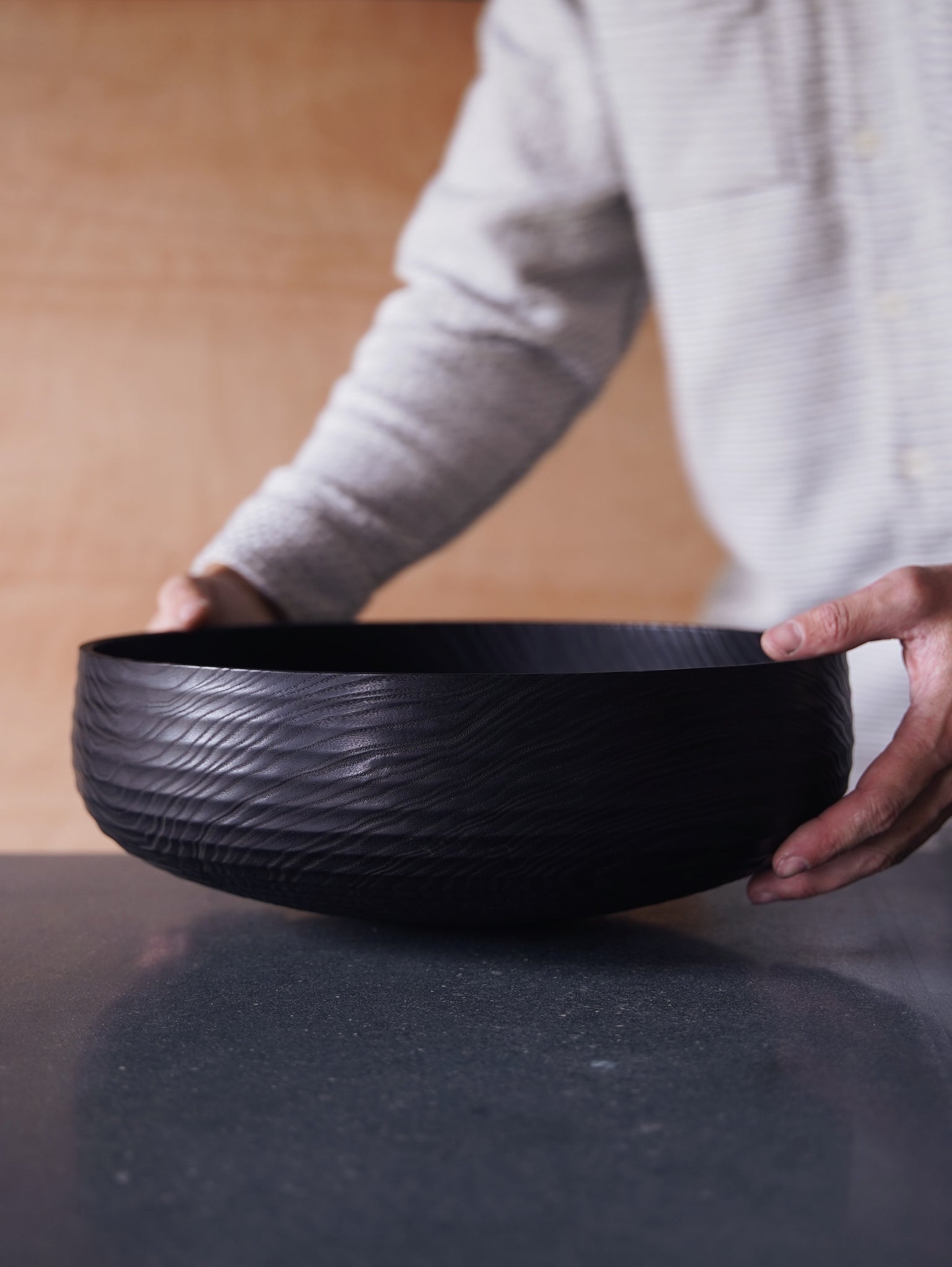 Coved Yakisugi Bowl - in Ash