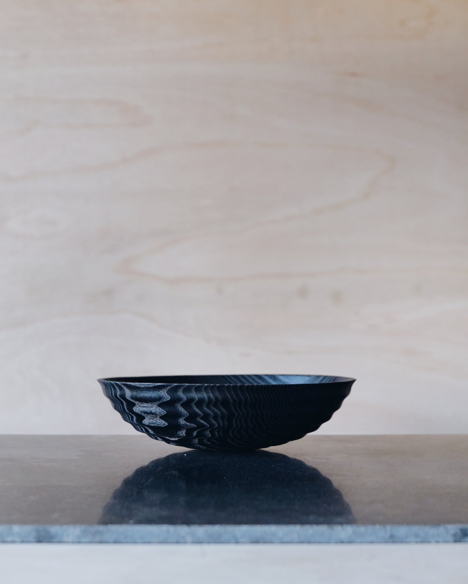 Waved Yakisugi Bowl - in Ash