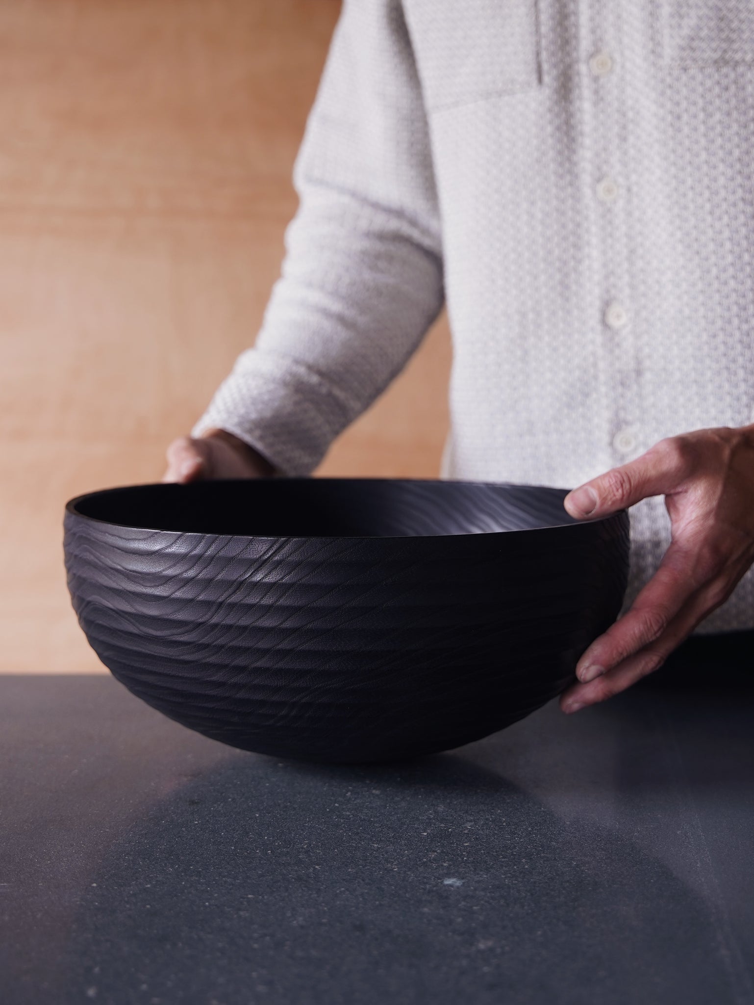 Coved Yakisugi Bowl - in Ash