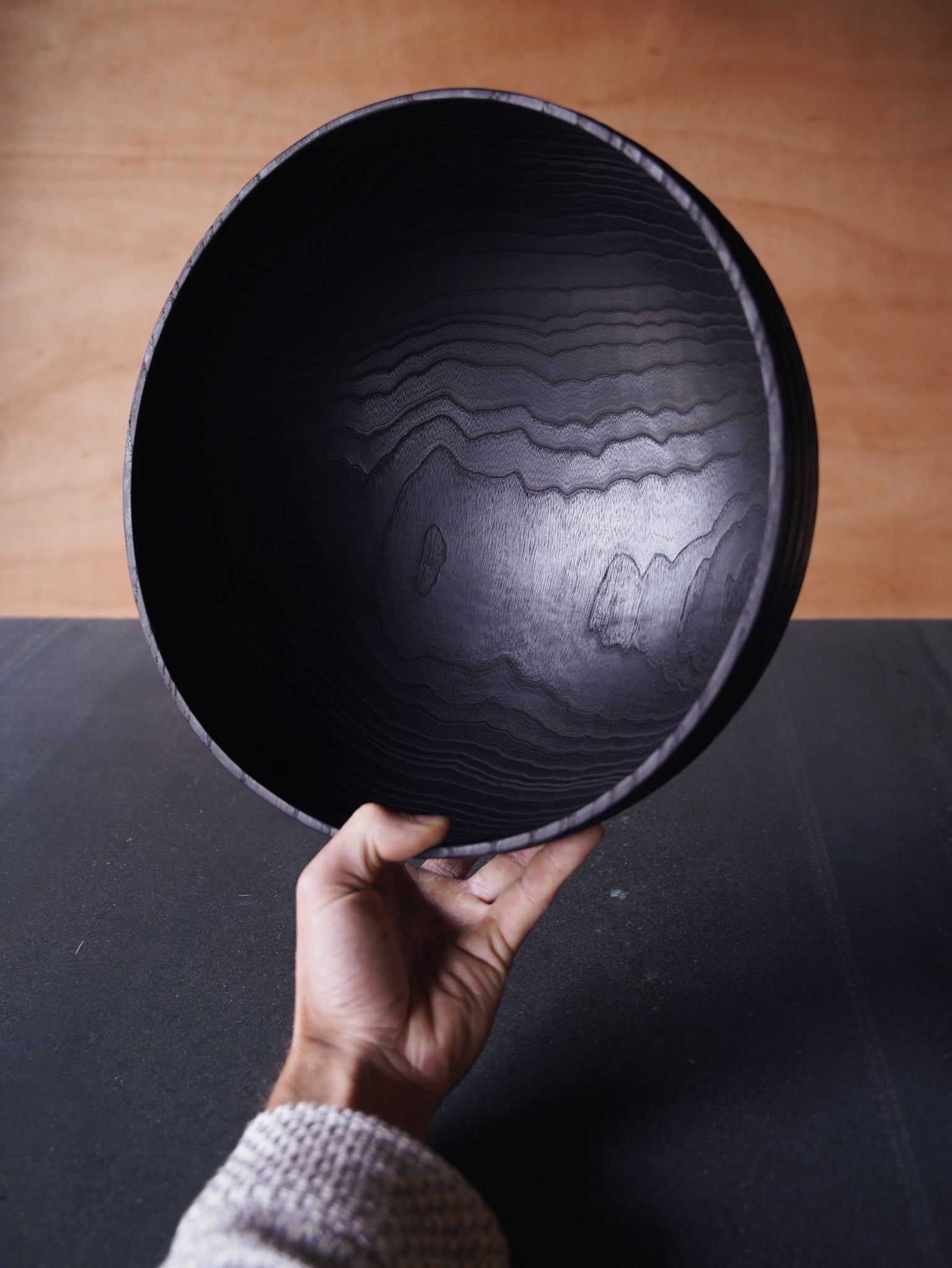 Coved Yakisugi Bowl - in Ash