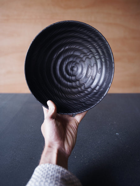 Waved Yakisugi Bowl - in Ash