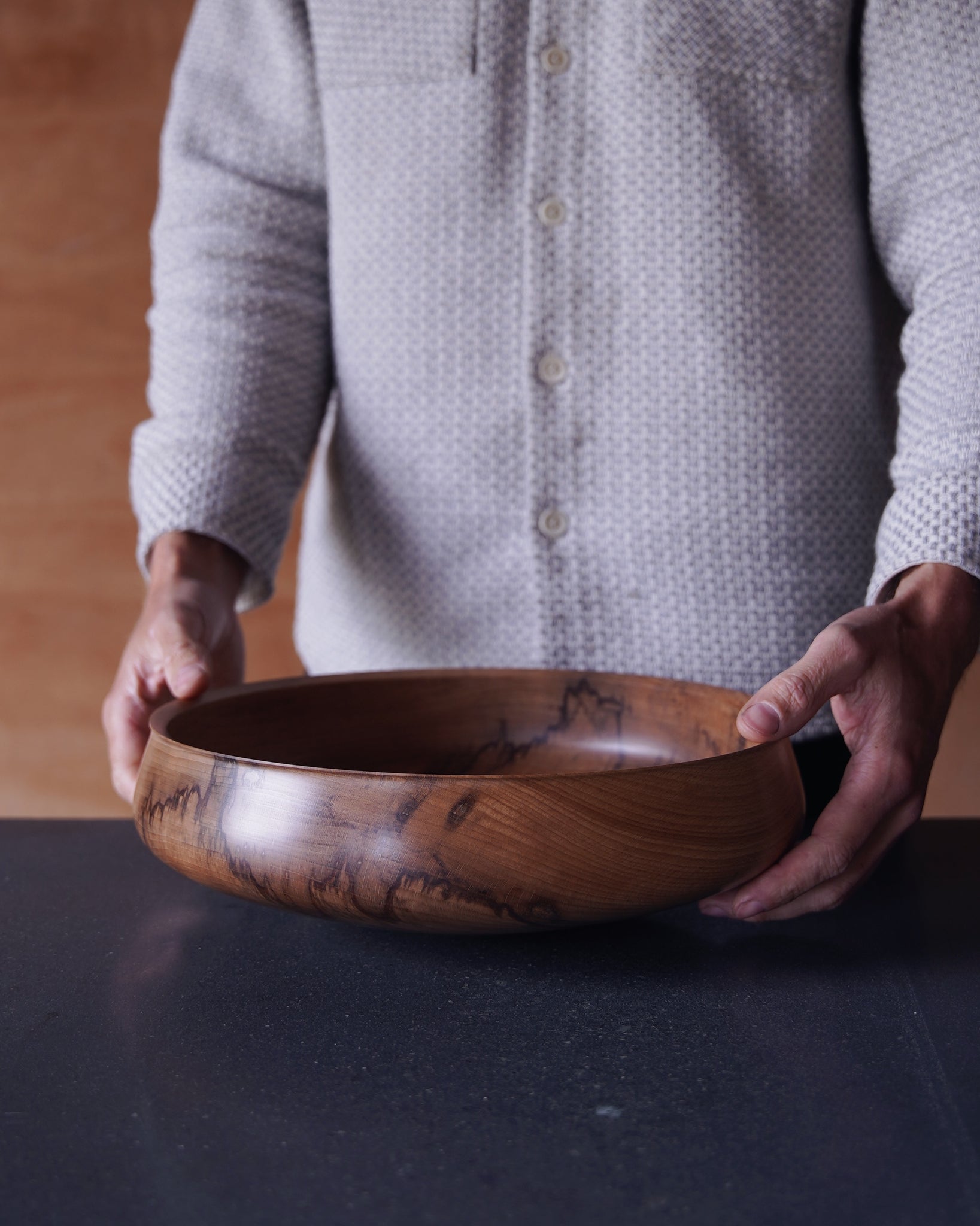 Lipped Bowl - in Flamed Beech